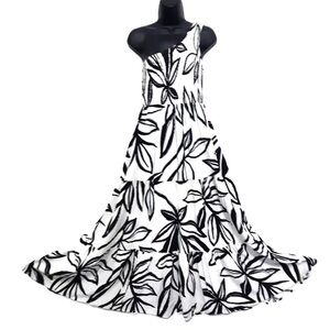 Black and White One Shoulder Maxi Sundress